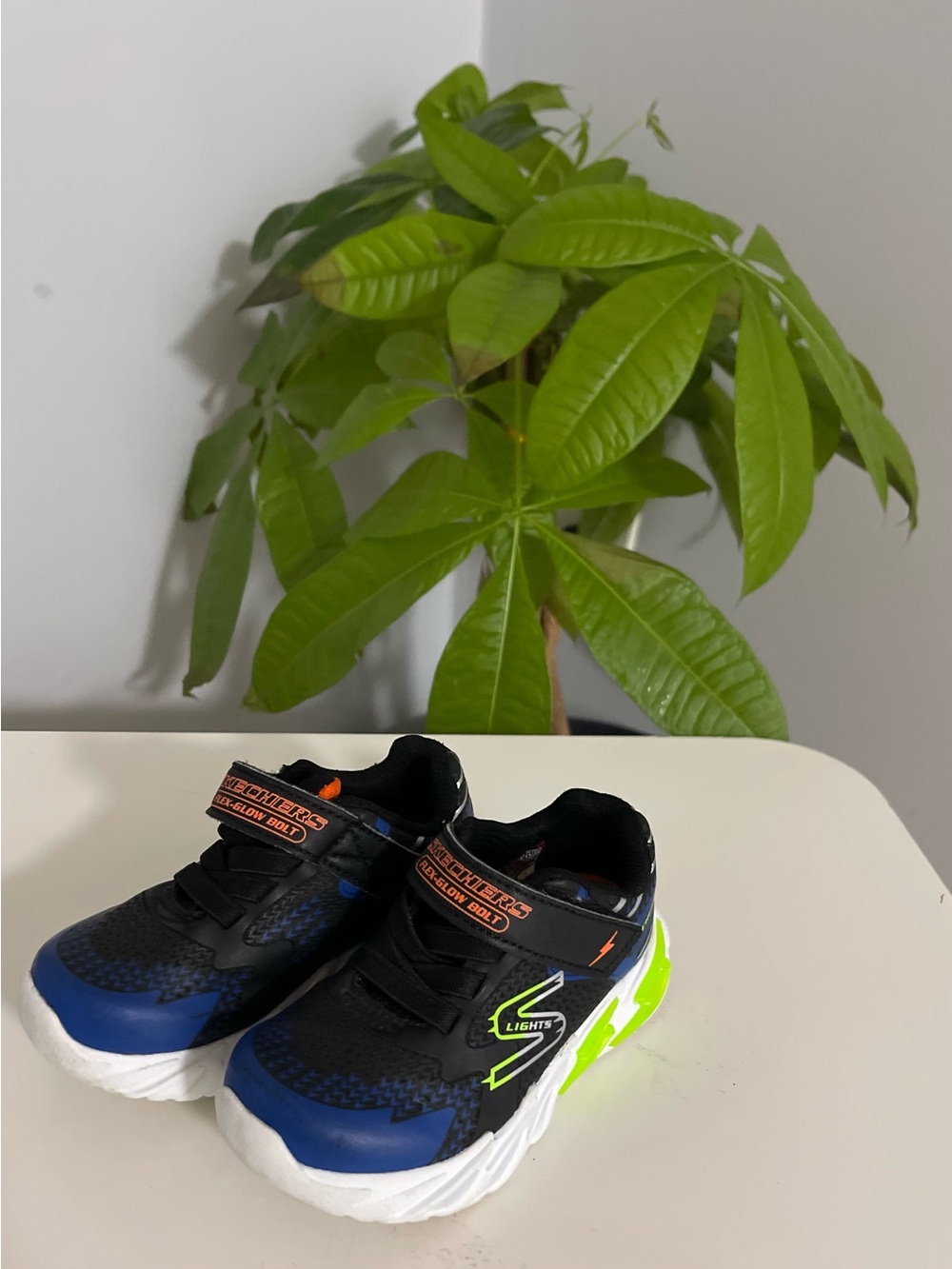 Skechers Kids Black & Blue Light-Up Sneakers with Neon Green Accents - Picture 2 of 4